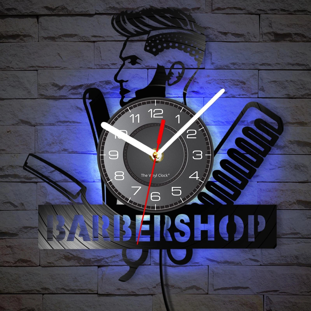 Timethink 12 Inch Barber Shop LED Wall Clock with 7 Colors Large, With Led