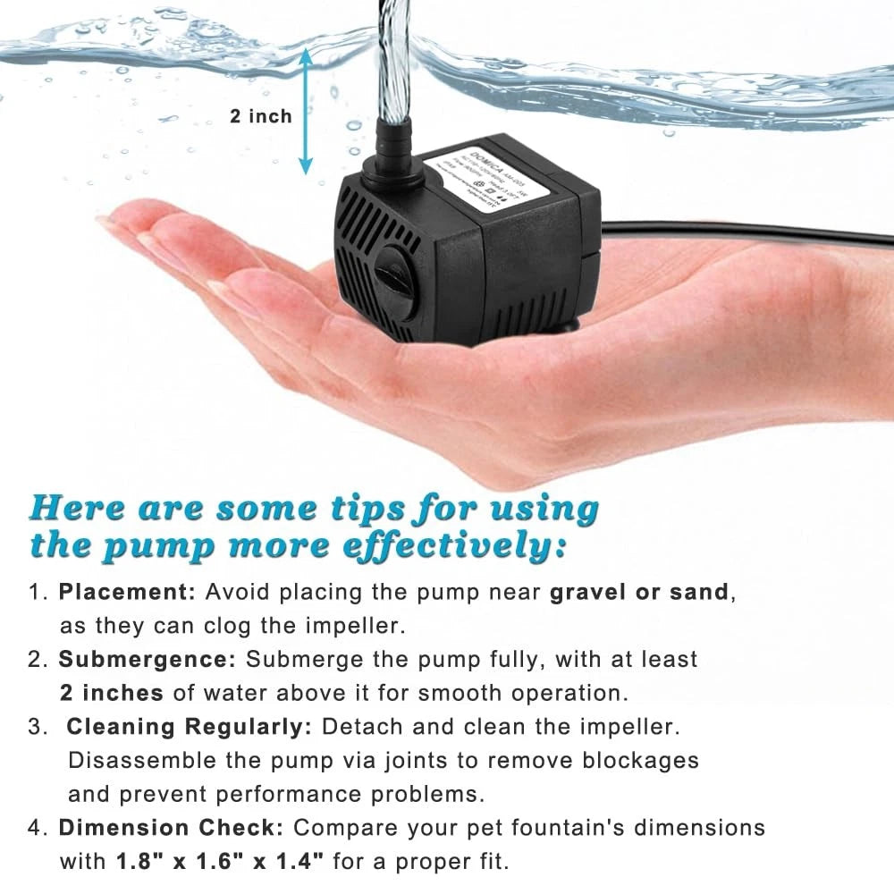 90 GPH Mini Submersible Pump, Small Fountain Pump (5W 90 5W, Black