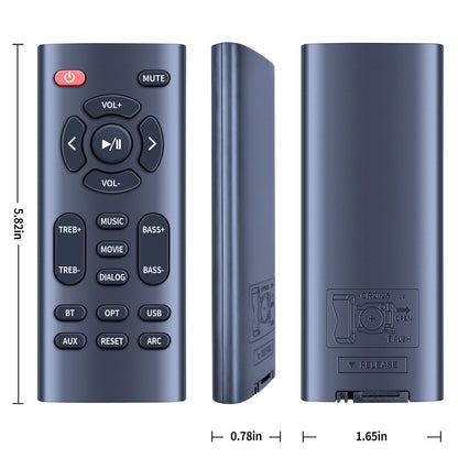 Replacement Remote Control For MEGACRA Sound Bar, BESTISAN 50 Watts Soundbar