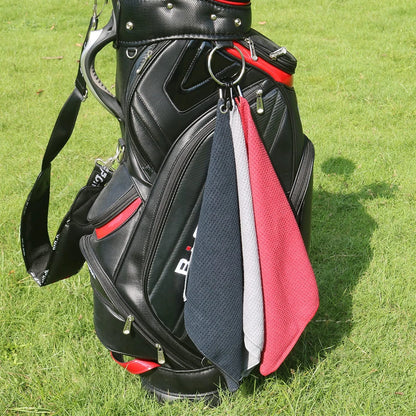 Handy Picks Microfiber Golf Towel (16" X 16") with 16" x 16", Black/Grey/Red