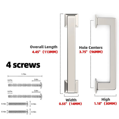 GIYURO 10 Pack Brushed Nickel 3-3/4' Hole Center(96mm),