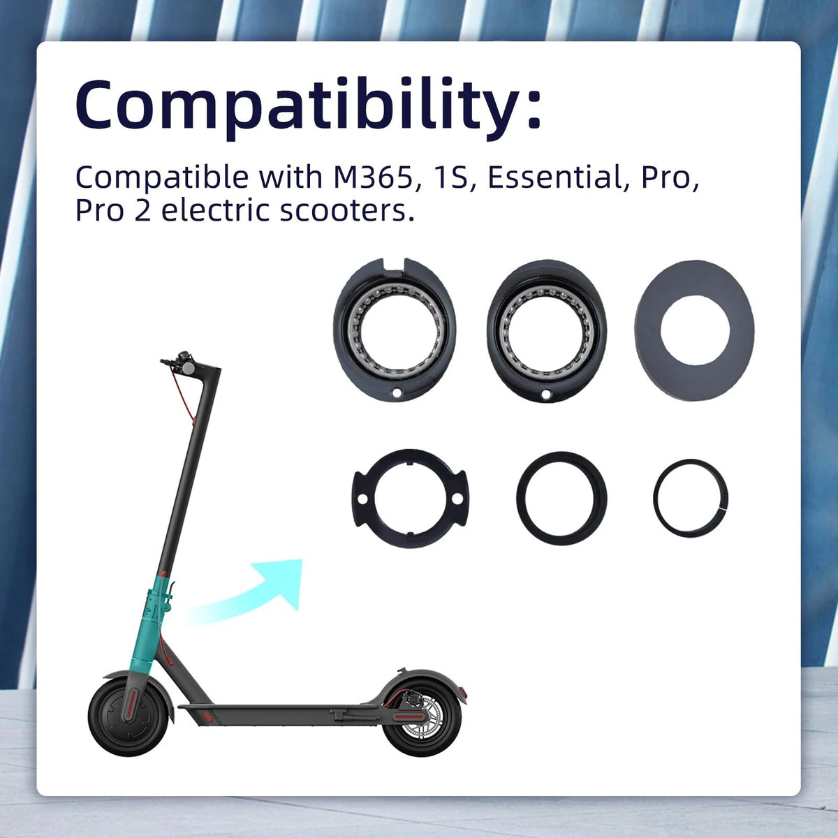 8 Set Steering Ball Bearing, Electric Scooter Fork Bearing Bowl Vertical Rod...