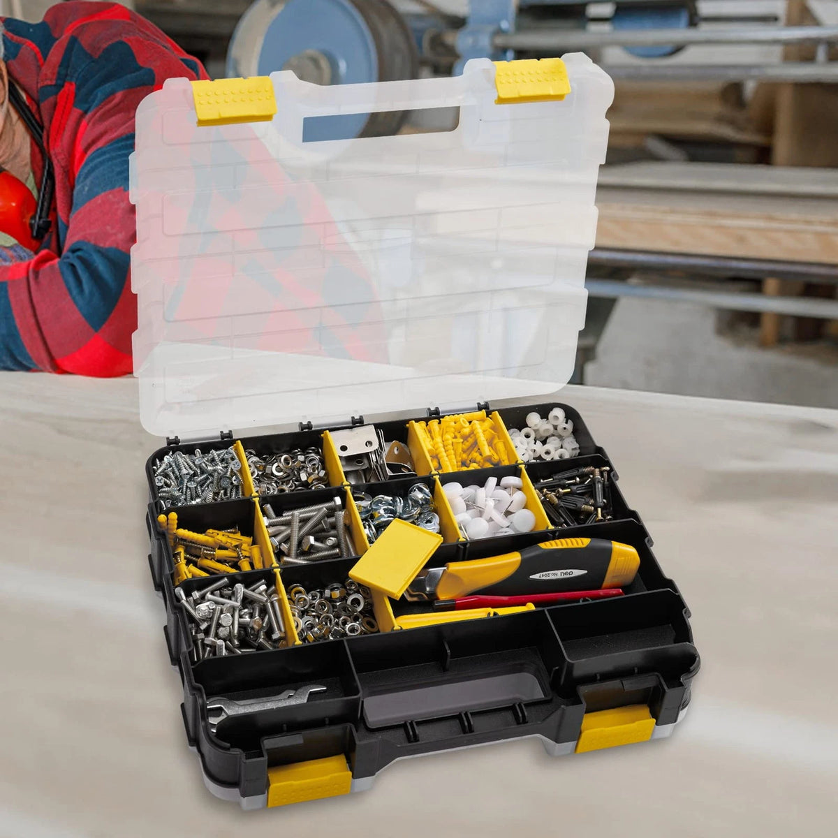 Hardware Organizer Box 34 Compartments Small Parts 1 PACK, Yellow