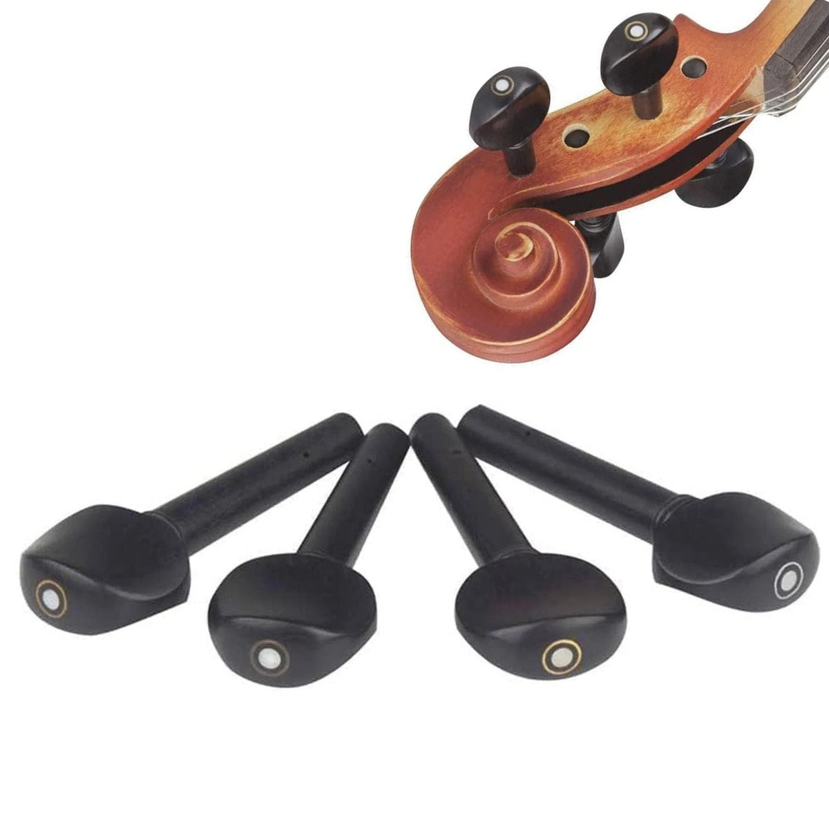 TUOREN 4Pcs Ebony Violin Tuning Pegs and Fine 4/4 size, Black