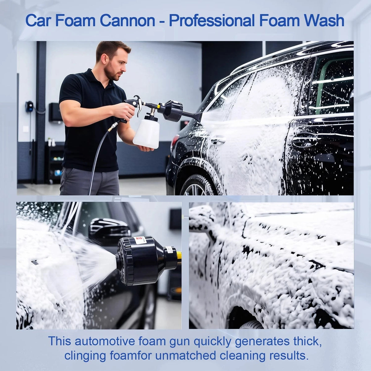 Car Wash Foam Gun,Foam Cannon Kit,Car Cleaning Gun, Black-2