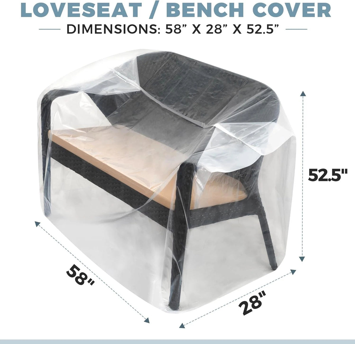 2-Pack Patio Loveseat Bench Cover - Reusable & Heavy-Duty Clear Plastic...