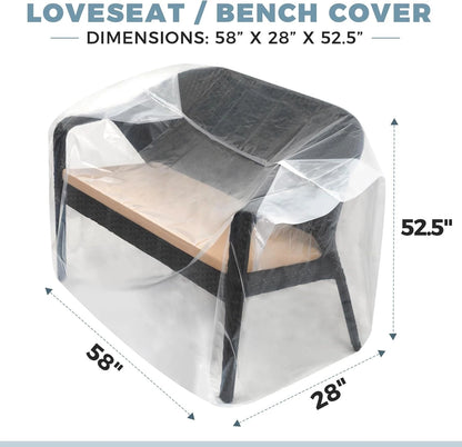 2-Pack Patio Loveseat Bench Cover - Reusable & Heavy-Duty Clear Plastic...