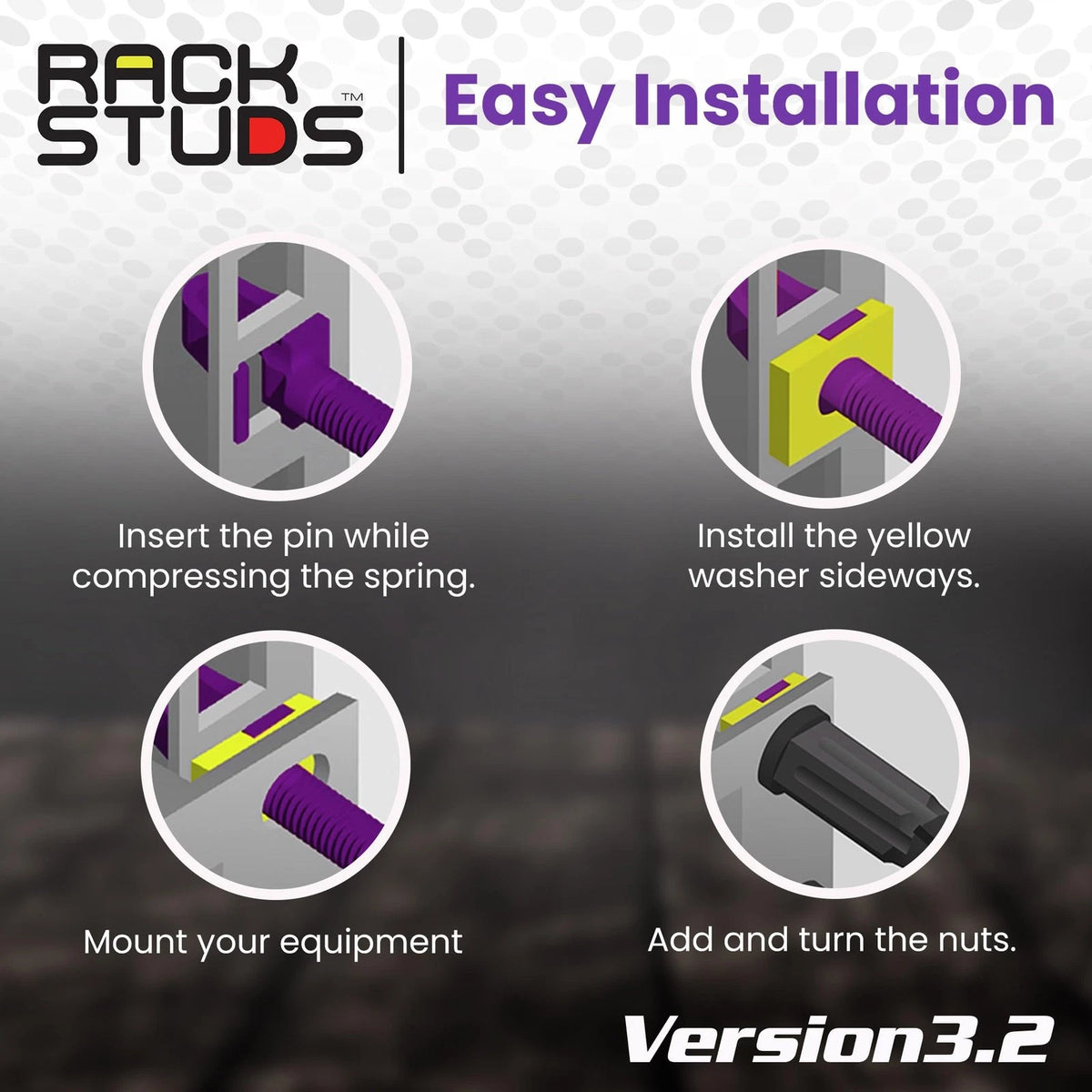 Rackstuds P20 Series II - Server Rack Screws 20-Pack | Cage Nut 20, Purple