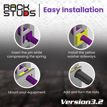 Rackstuds P20 Series II - Server Rack Screws 20-Pack | Cage Nut 20, Purple