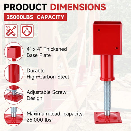 4" x Adjustable Screw Jack Post Floor Support 25000LB Capacity x