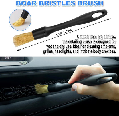 7PCS Car Detailing Brush Set, Ultra Soft Interior Kit, Black