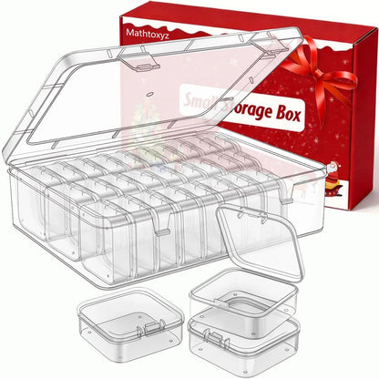 Mathtoxyz Bead Organizer Box, 30Pcs Small Beads Organizers Clear - 1P,