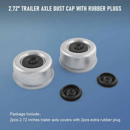 2pcs 2.72" Wheel Hub with Extra 2 Rubber Plugs, Silver Tone, Black