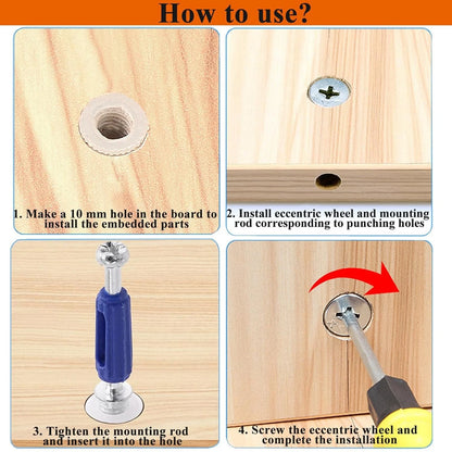 120PCS Cam Locks for Furniture,3-in-1 Eccentric Hardware 120PCS, silver