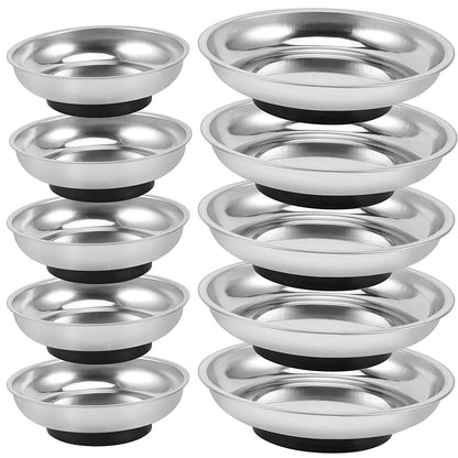 ZOENHOU 10 PCS 4” 6” Round Magnetic Tray, Stainless Steel Magnet 10