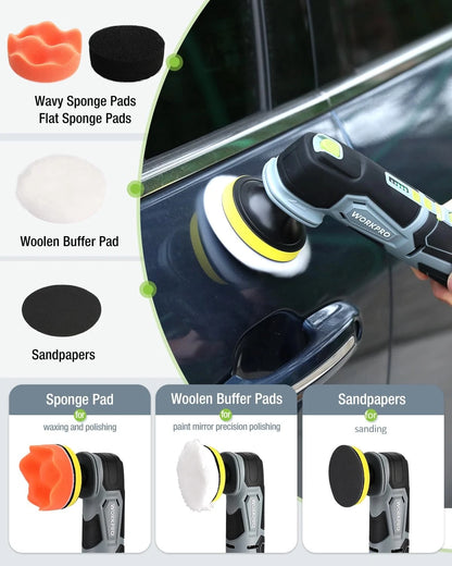 WORKPRO 12V Cordless Mini Buffer Polisher Kit