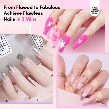 SAVILAND 60g Nail Repair Kit for Split Damaged Nails: 3 Mins 8PCS, Clear+Pink
