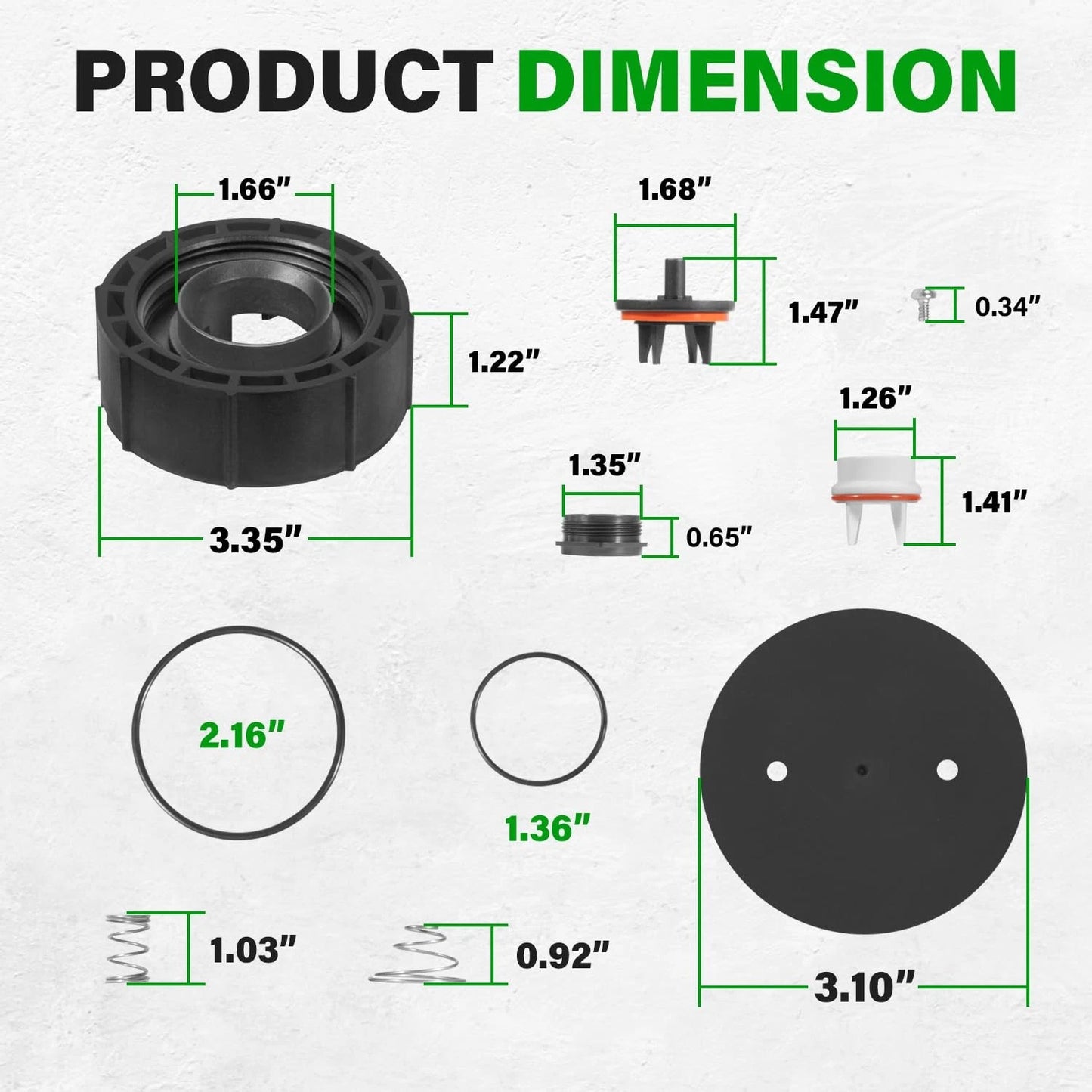 usvehj 0887728 Repair Kit Replace for Watts 1-Inch 0887728, Black; White