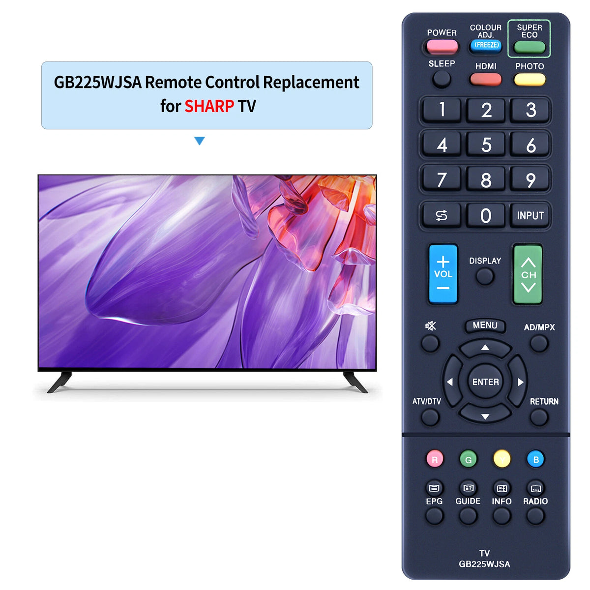 GB225WJSA Replacement Remote Control For Sharp TV Television