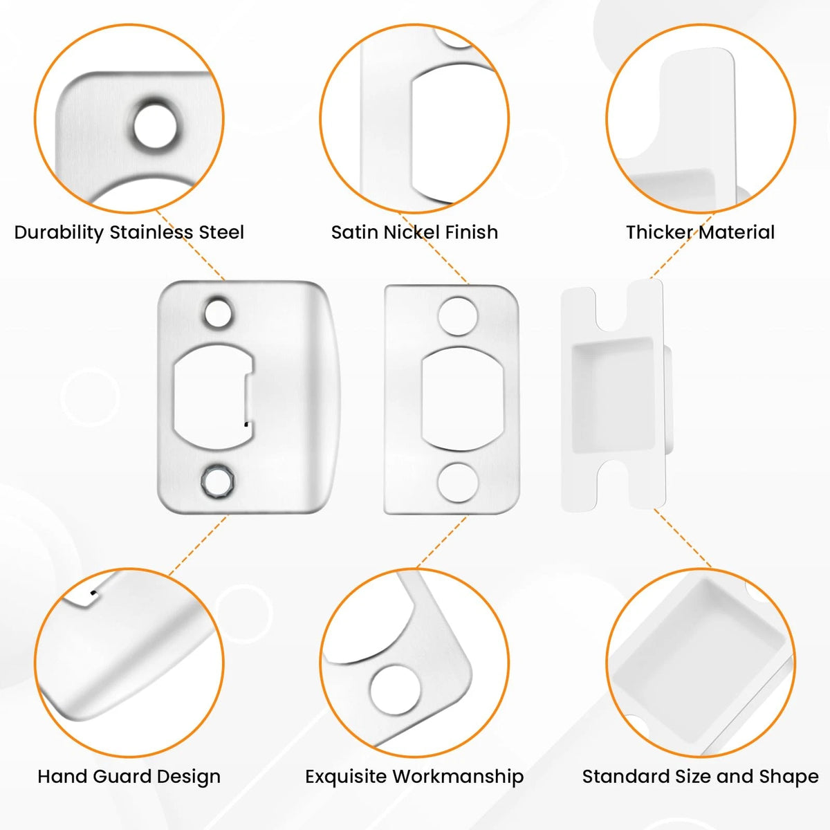 2 Sets Door Latch Strike Plates Restorer, Opening Medium, Silver