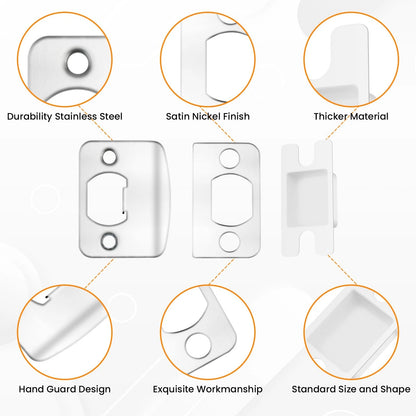 2 Sets Door Latch Strike Plates Restorer, Opening Medium, Silver
