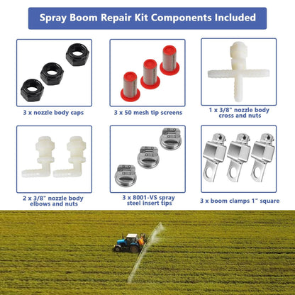 Spray Boom Repair Kit, Sprayer Parts Including 8001-VS 2" x 4" x 1", Black