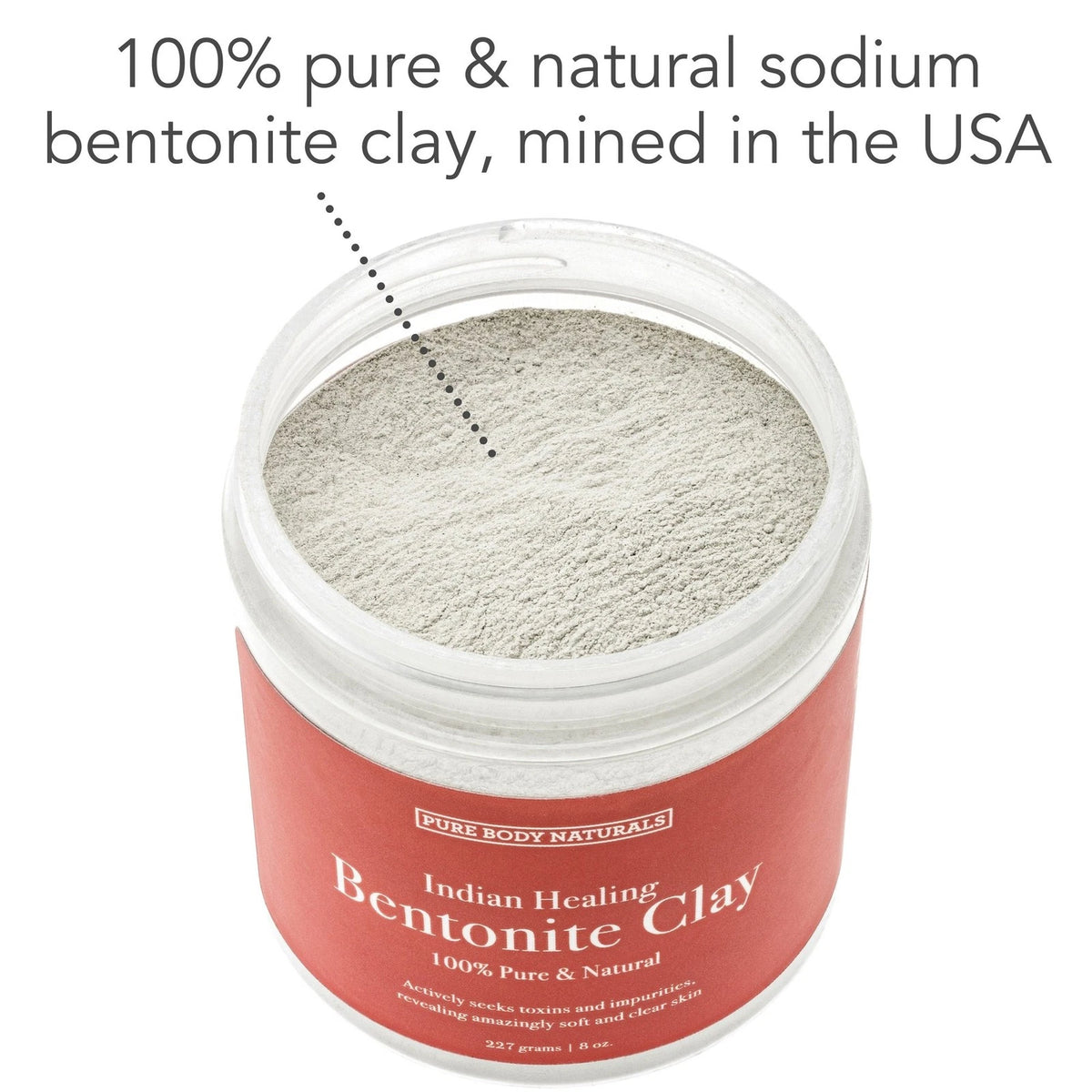 Pure Body Naturals Bentonite Clay Powder for DIY Detox 8 Ounce (Pack of 1)