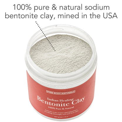 Pure Body Naturals Bentonite Clay Powder for DIY Detox 8 Ounce (Pack of 1)