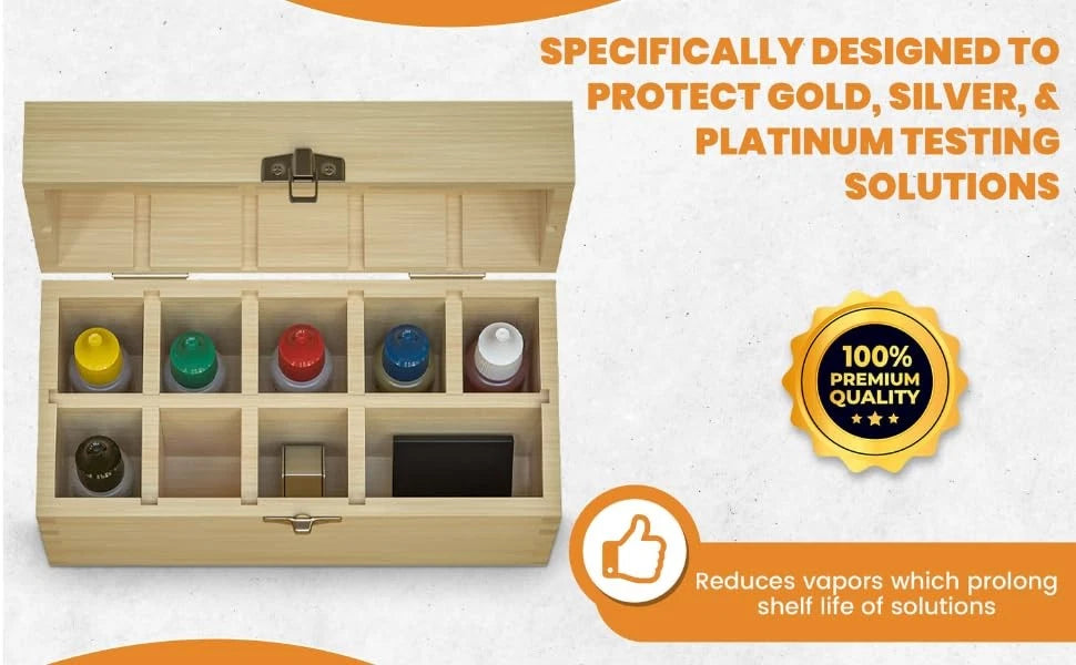 GTE Precious Metal Jewelry Testing Kit Gold Silver Platinum Test Large, brown