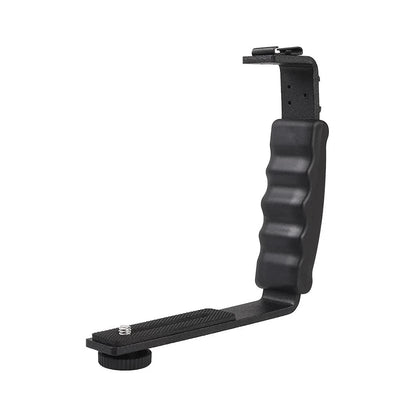 L-Shape Flash Bracket with Dual Cold Shoe Mount  Tripod Screw Black