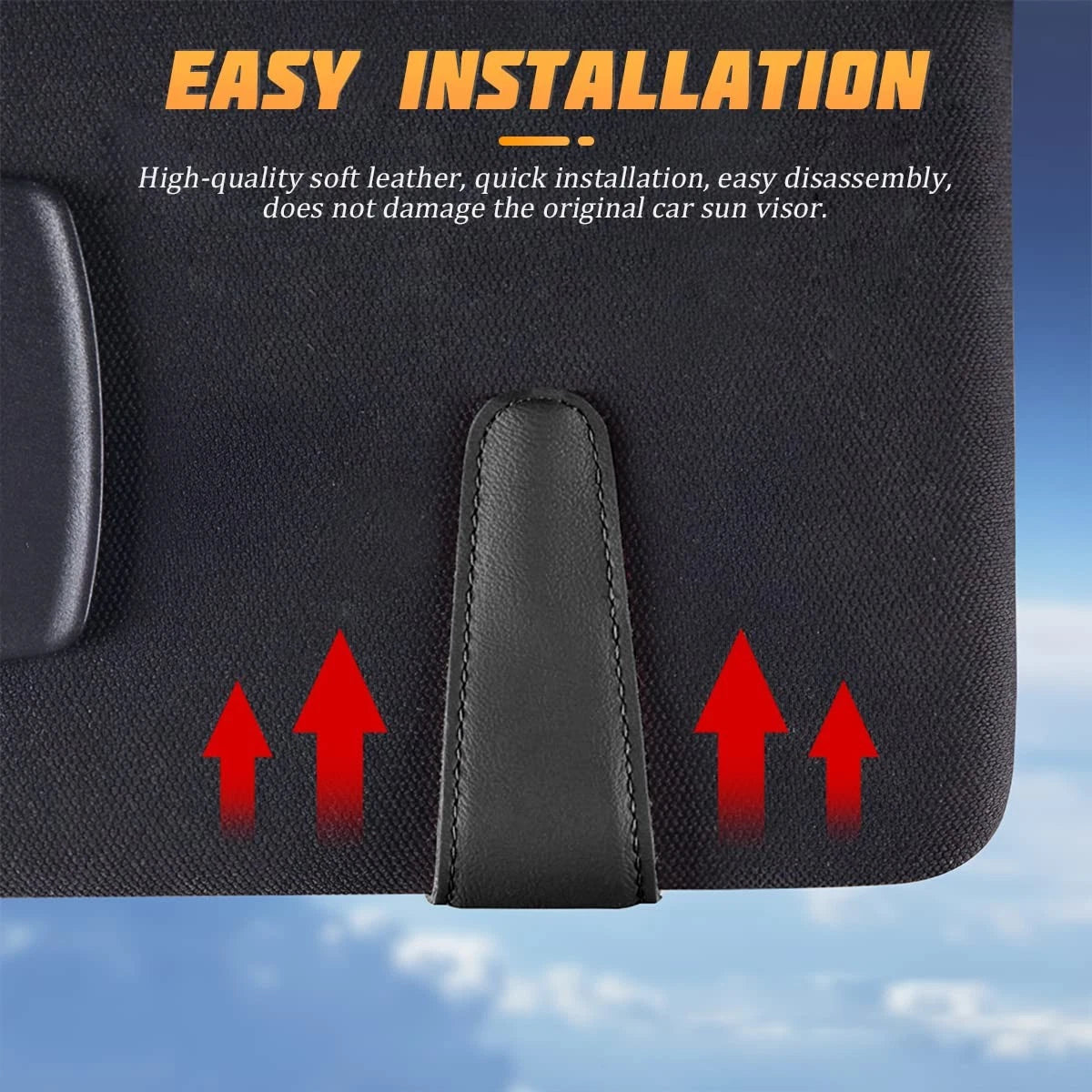 AICEL Sunglasses Holders for Car Sun Visor, Leather 1 PC, Black/Leather