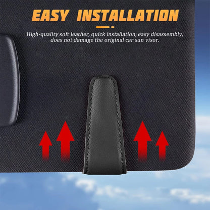 AICEL Sunglasses Holders for Car Sun Visor, Leather 1 PC, Black/Leather