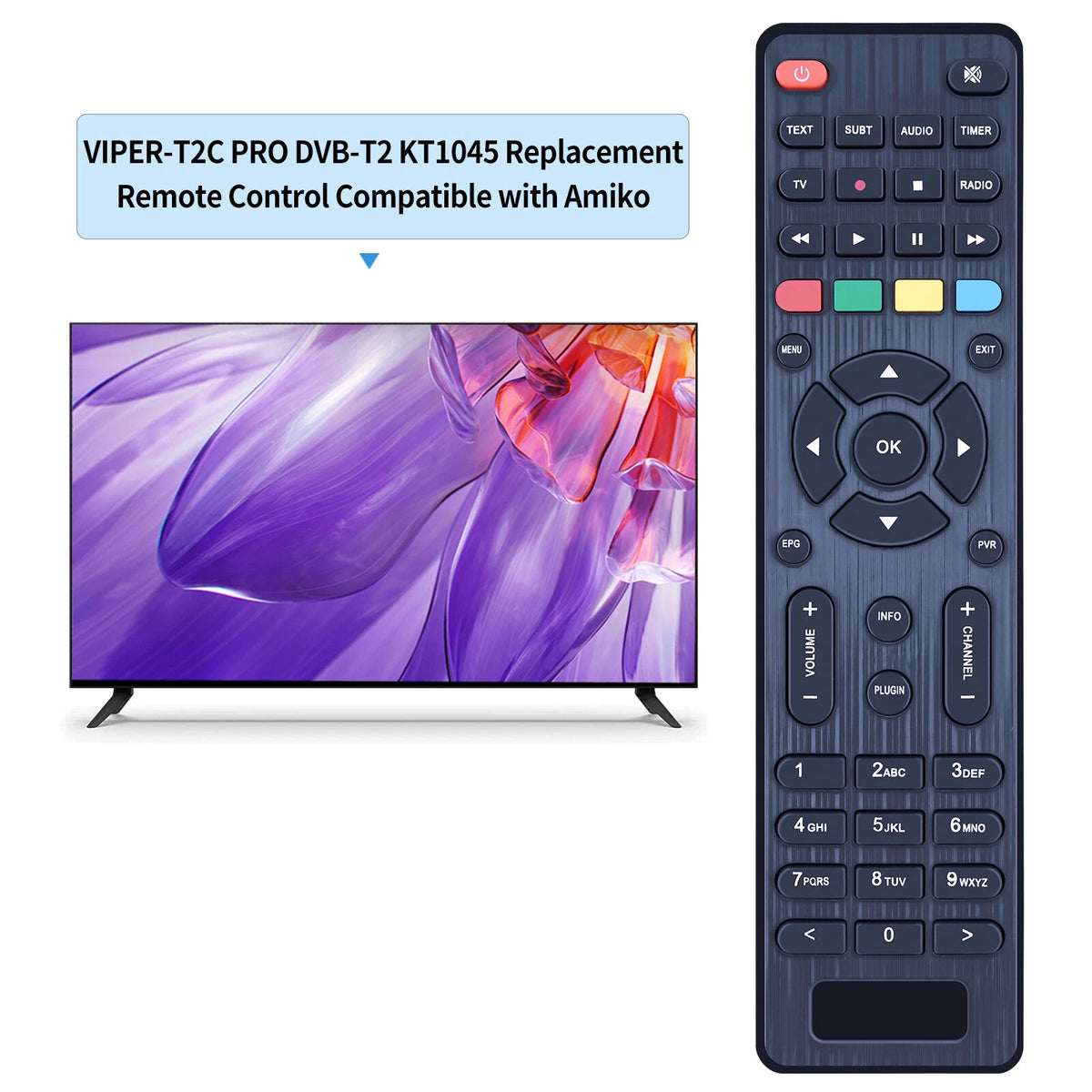 Remote Control For Amiko DVB-T2,Viper Combo,Viper Slim DVB-S2,VIPER-T2C