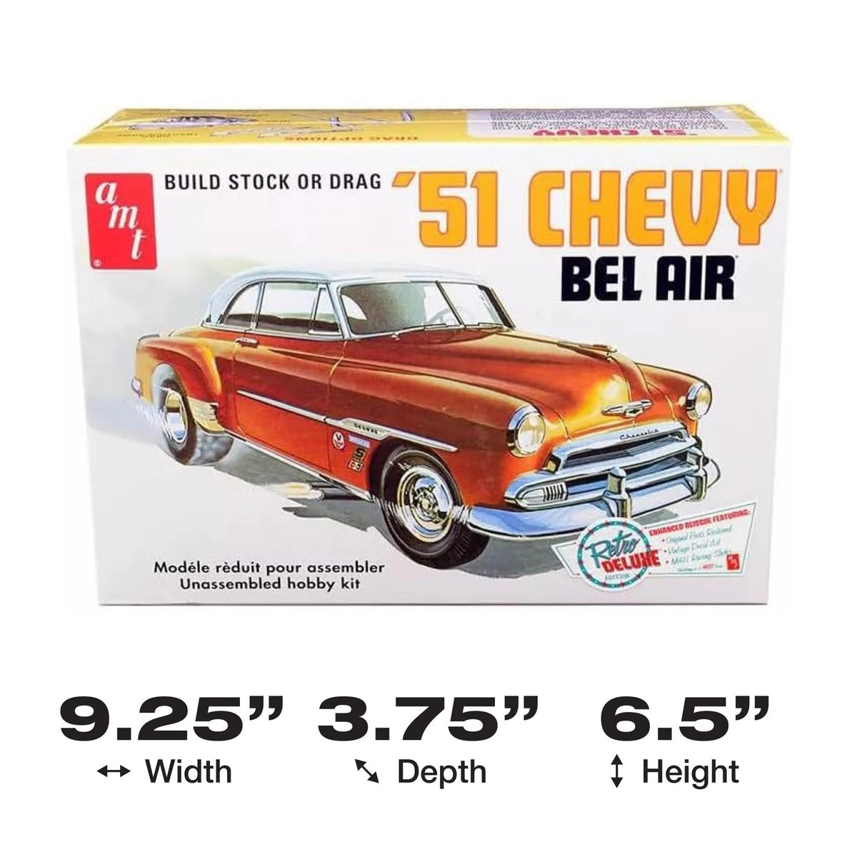 AMT Skill 2 Model Kit 1951 Chevrolet Bel Air 2-in-1 Retro 1:25, Red