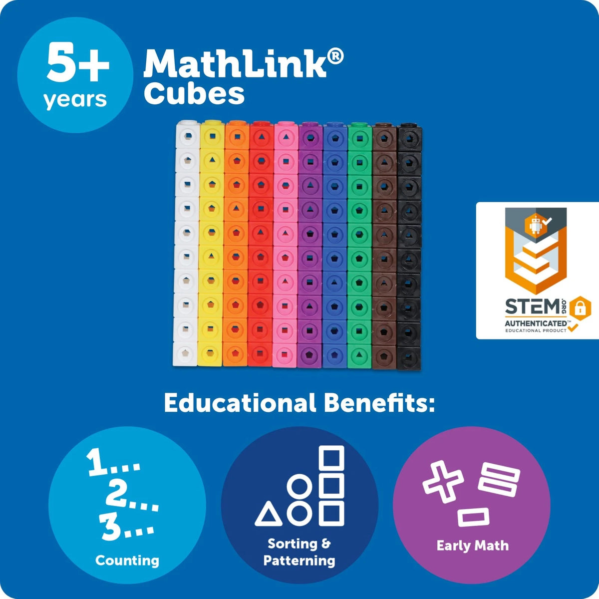 Learning Resources MathLink Cubes - Set of 100 Cubes, Ages 3/4in, Multicolor