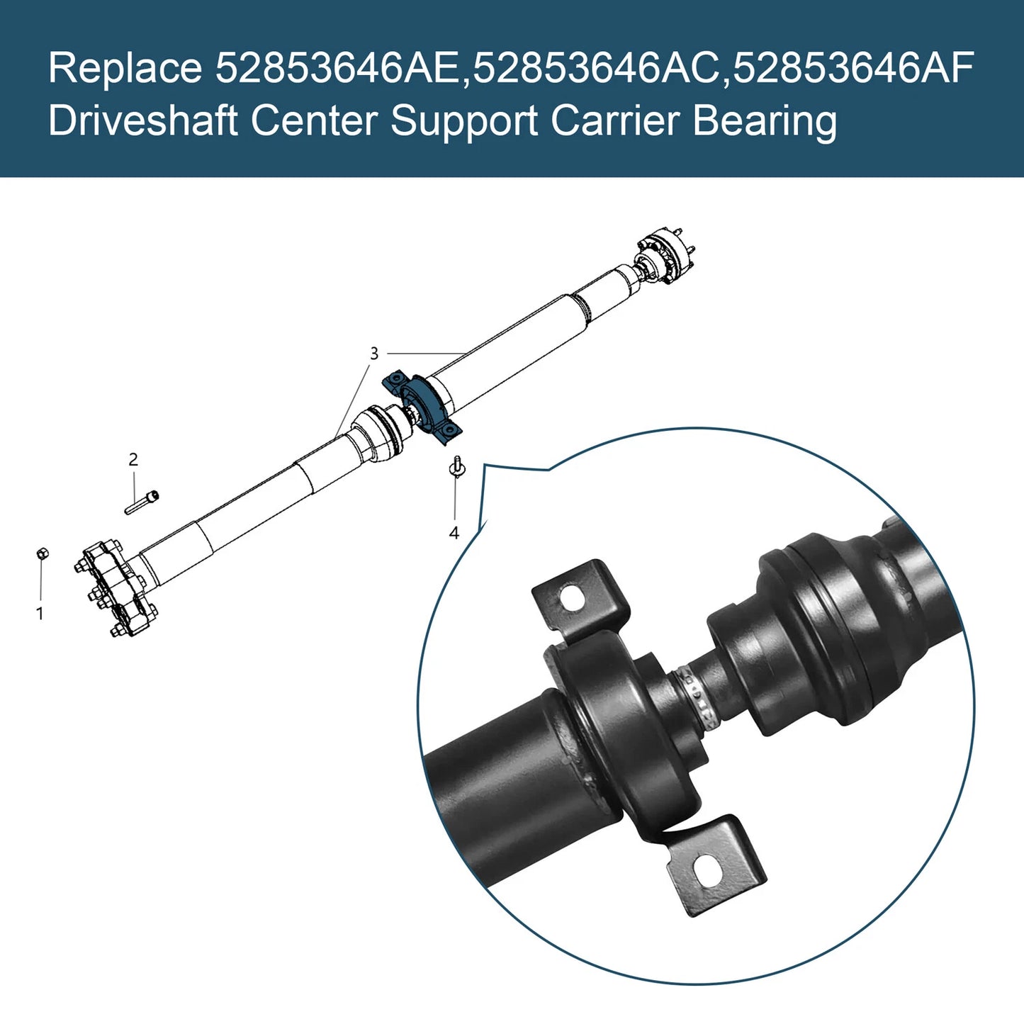 Upgrade Driveshaft Center Support Bearing Carrier for 2011+ Jeep WK2 Grand