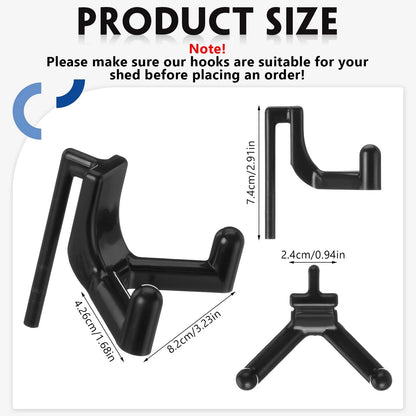 Geelin 8 Pcs Tool Hooks Compatible with Plastic Shed Hanger Wall Black