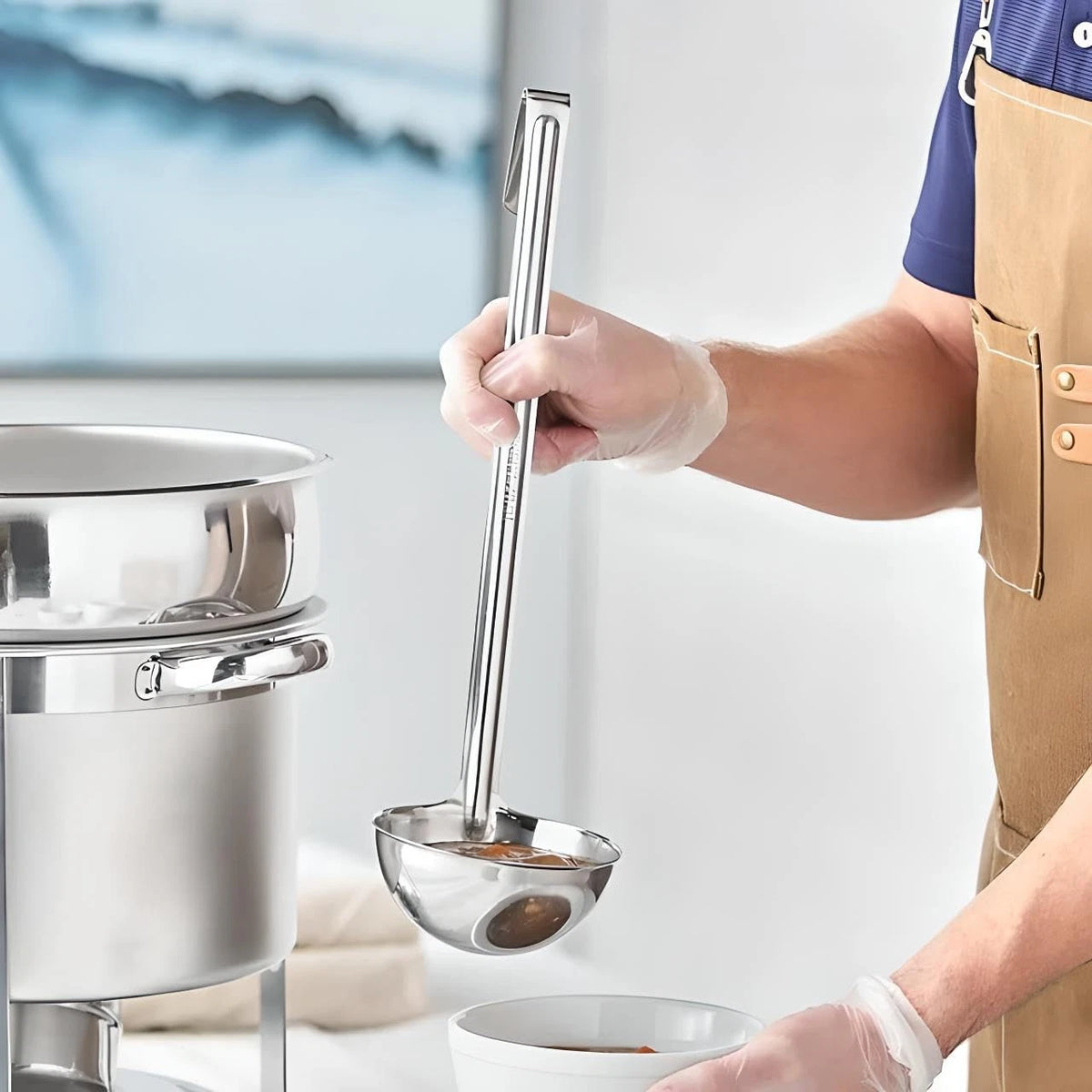 OCS Parts Set of 3 Stainless Steel Culinary Ladles | 6 - 8 - 10 Ounce, Silver