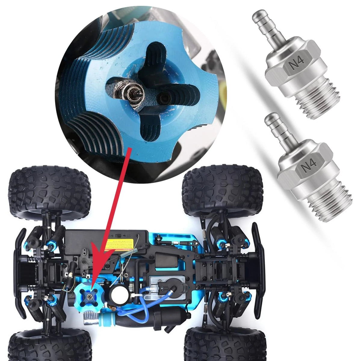 Shaluoman N4 Hot Glow Plug Spark Plugs for Traxas T-maxx Kyosho HSP1 HPI...