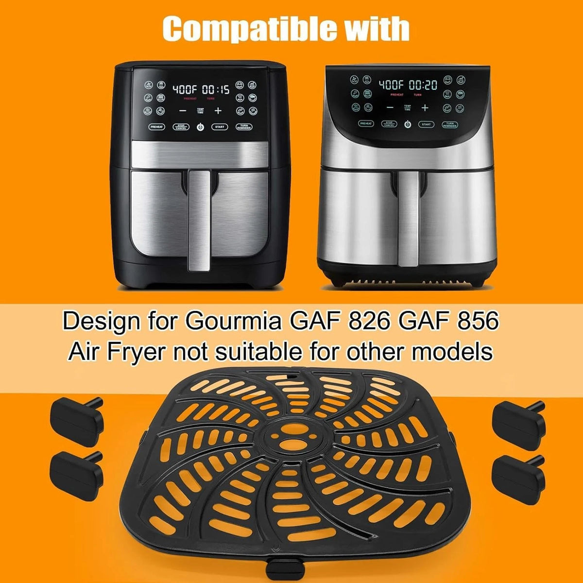 GWY Air Fryer Replacement Tray for 9.8''x9.8'' Pan For Gourmia 8 QT, Black