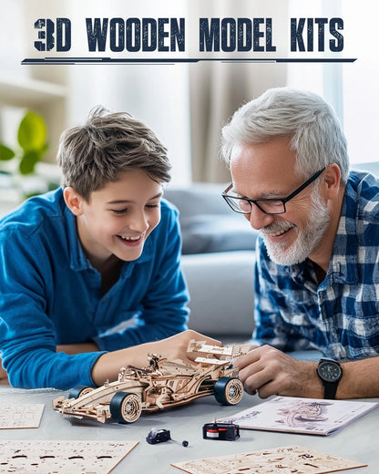 ROKR 3D Wooden Puzzle 1:18 Scale Formula Racing Cars for Adults, 5 Medium
