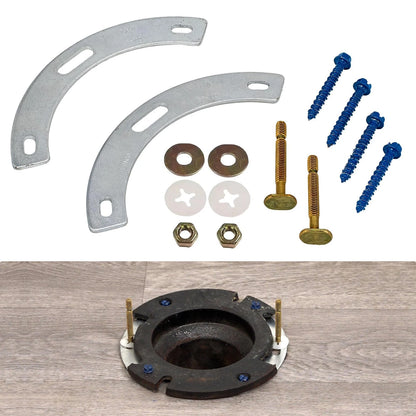 Fernco Fix-A-Flange Complete Toilet Flange Repair Kit, Universal Water Silver