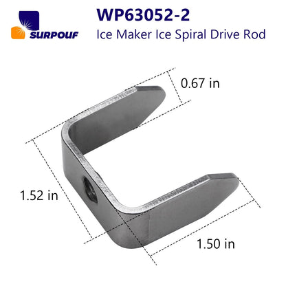 ice auger drive bar wp63052-2 Ice Dispenser Yoke 1.53*1.48*0.59 inch, Silver
