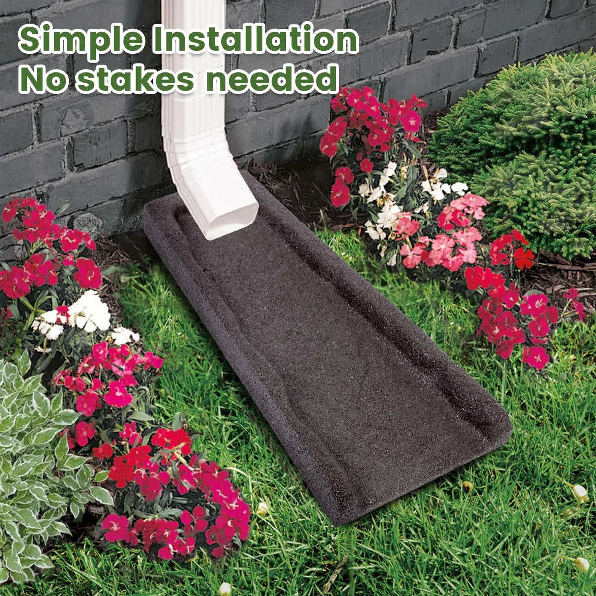 Sekcen 2 Pack Rubber Downspout Splash Block Rain Gutter Down Spout Brown