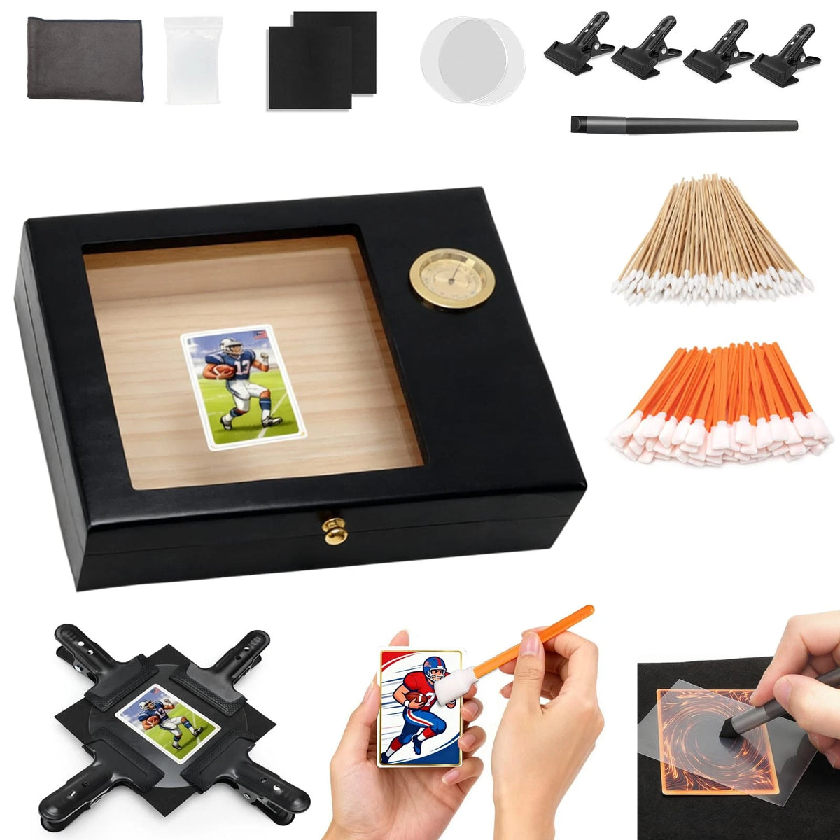 Fernlandia 211PCS Sports Card Cleaning Kit with Humidifier and Normal, Black