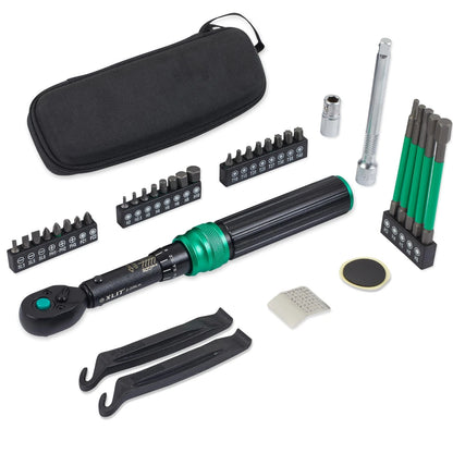 XLIT 1/4" Bike Torque Wrench Set, 35 PCS 35PCS (2-20 Nm), Black/Silver/Green