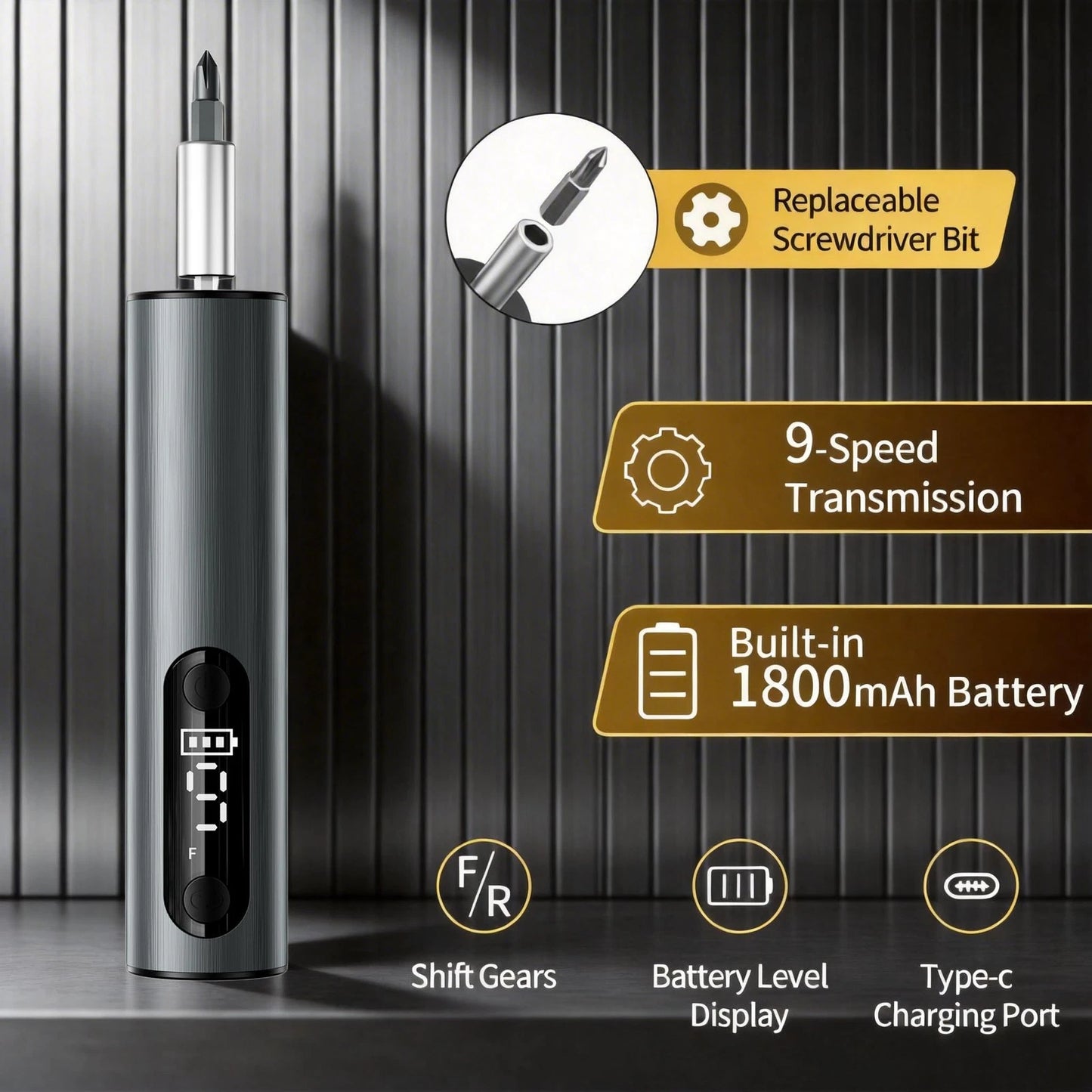 Professional Electric Screwdriver Set with Magnetic Wristband-Multi-Size Grey