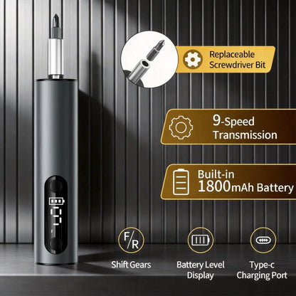 Professional Electric Screwdriver Set with Magnetic Wristband-Multi-Size Grey