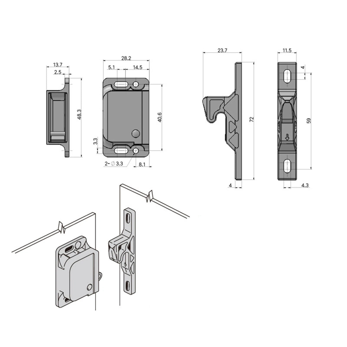 8 Pack Durable Cabinet Door Latch/RV Drawer Latches, 8 Pull Force Latch Holder