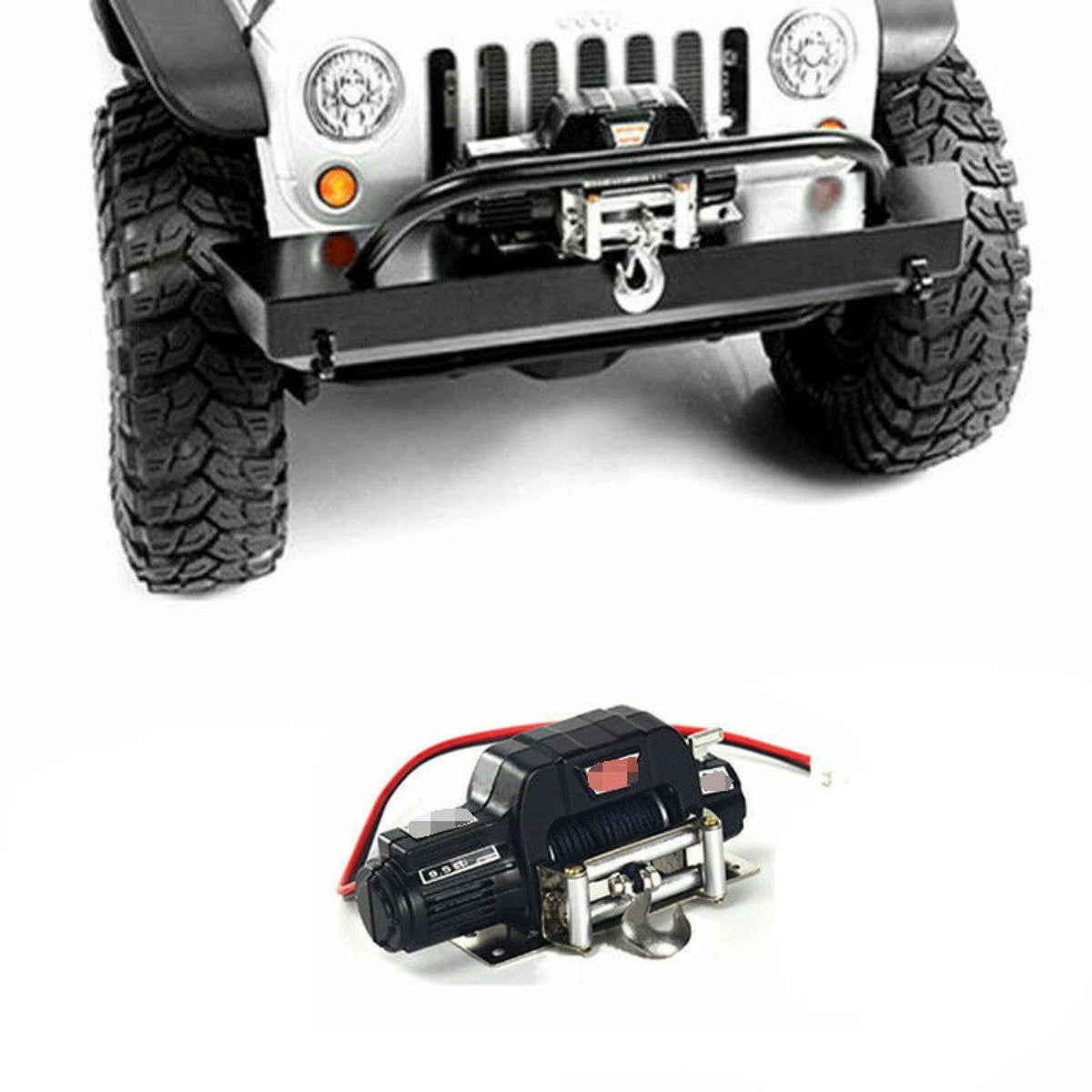 Black Warn Winch For SCX10 D90 D110 TF2 TRX4 KM2 1:10 RC Car Crawler Repair